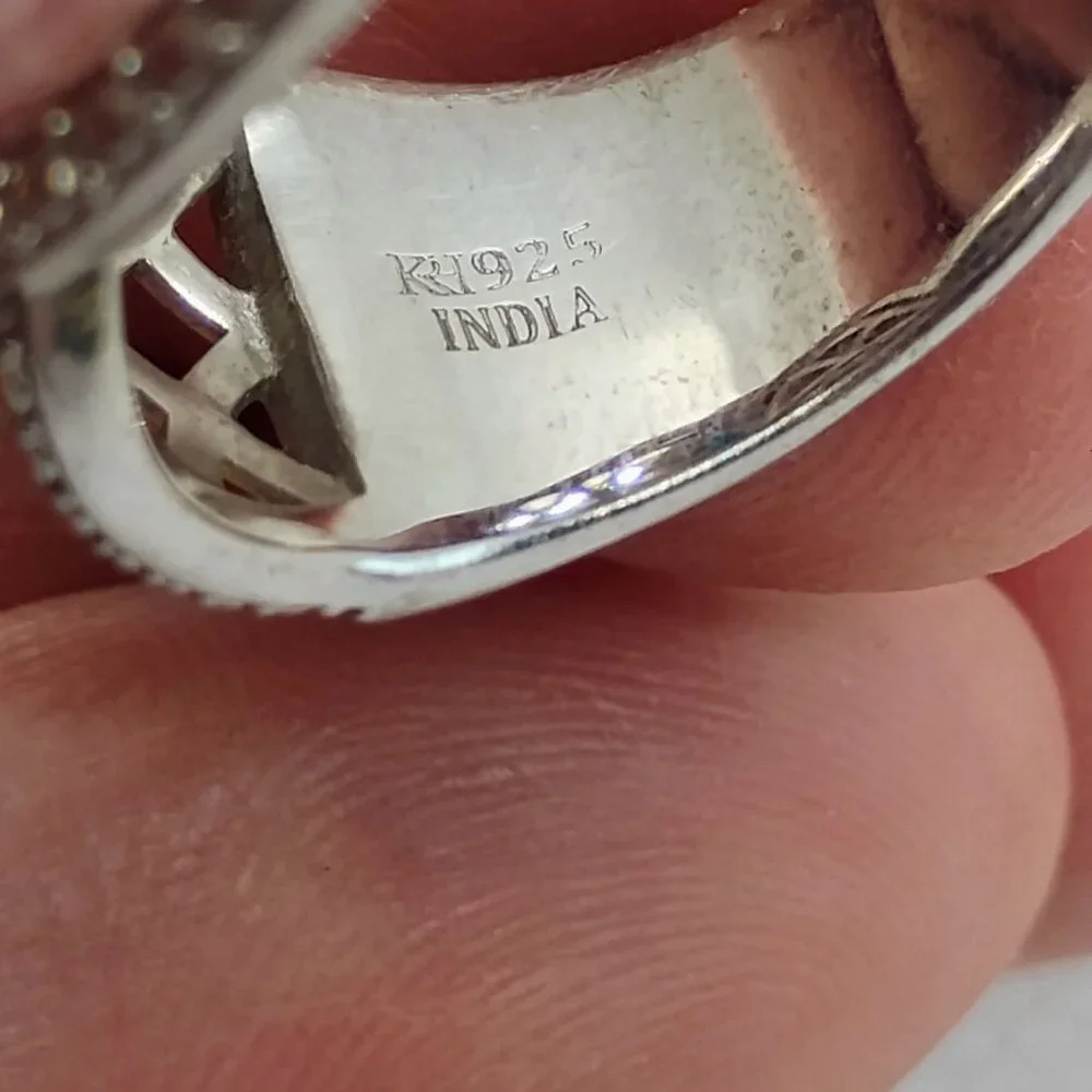 KRH India 925 Sterling Silver Pink Rhodochrosite & Turquoise Ring Size 6 - Picture 6 of 8